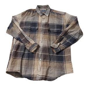 Vintage Vincente Nesi Shirt Mens XL Brown Plaid Button Up Long Sleeve